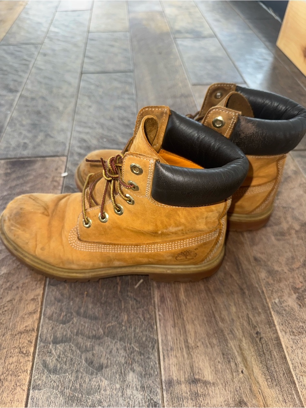 Women’s Lace-Up Work Boots in Wheat Brown with Black Collar